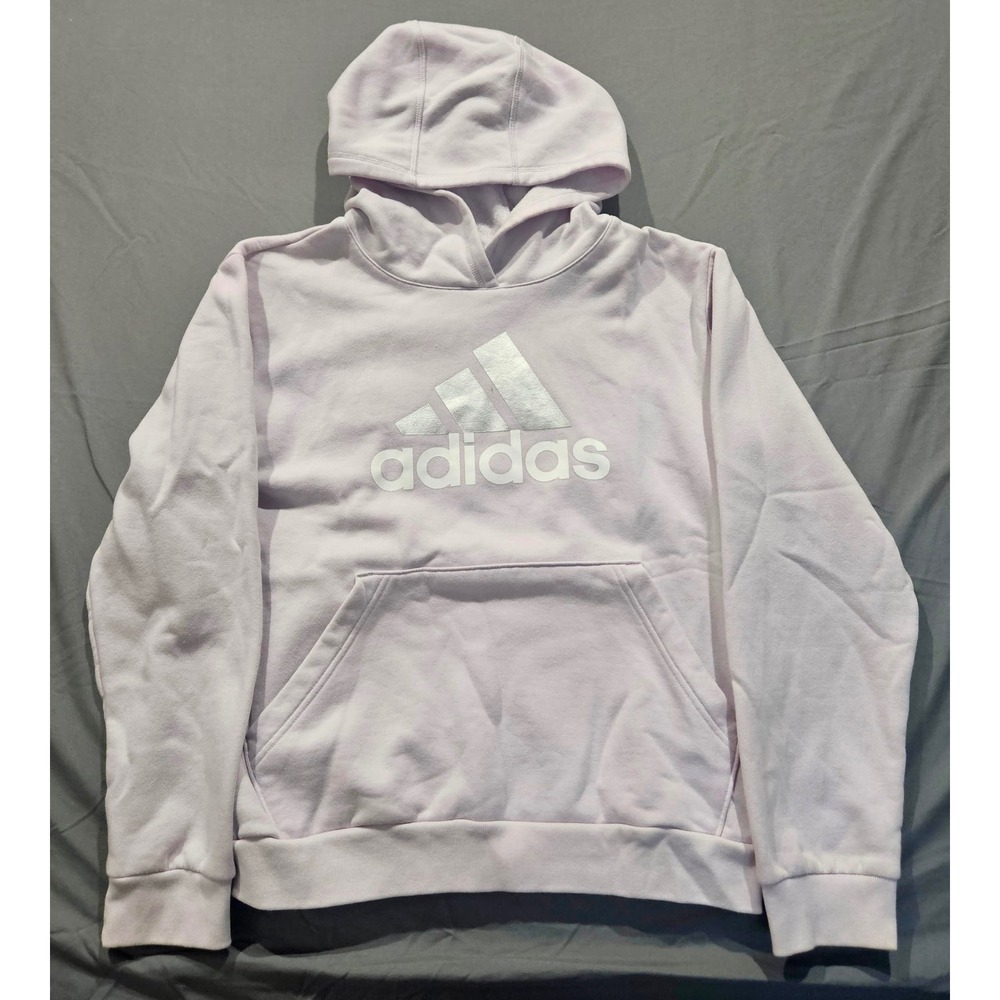Adidas Hoodie Women Large Lavender Purple Good Silver Metallic Logo Pullover